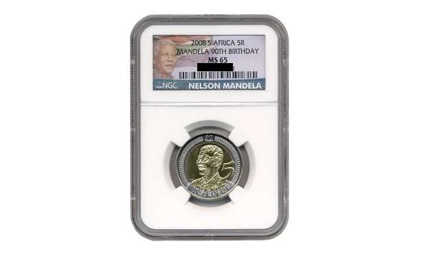 WOW LIMITED OFFER - 2008 MANDELA 90TH BIRTHDAY MS65 NGC NEW LABEL